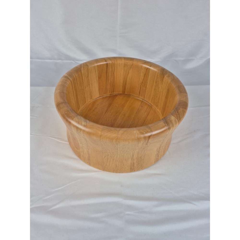 Kalmar‎ Designs MCM Large Salad Fruit Bowl Rubberwood Round Serving Centerpiece